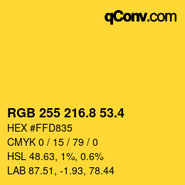 カラーコード: RGB 255 216.8 53.4 | qconv.com