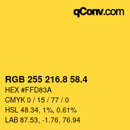 カラーコード: RGB 255 216.8 58.4 | qconv.com