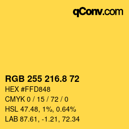 Color code: RGB 255 216.8 72 | qconv.com