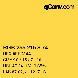 Color code: RGB 255 216.8 74 | qconv.com