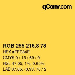 カラーコード: RGB 255 216.8 78 | qconv.com