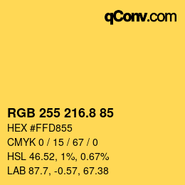 Color code: RGB 255 216.8 85 | qconv.com