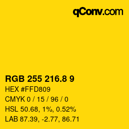 カラーコード: RGB 255 216.8 9 | qconv.com