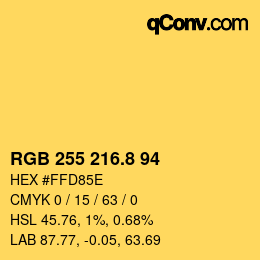 Color code: RGB 255 216.8 94 | qconv.com