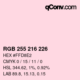颜色代码: RGB 255 216 226 | qconv.com