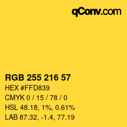 颜色代码: RGB 255 216 57 | qconv.com