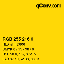 Color code: RGB 255 216 6 | qconv.com