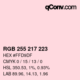 颜色代码: RGB 255 217 223 | qconv.com
