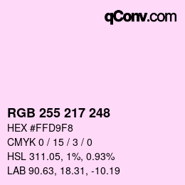 Color code: RGB 255 217 248 | qconv.com
