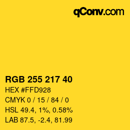 カラーコード: RGB 255 217 40 | qconv.com