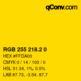 カラーコード: RGB 255 218.2 0 | qconv.com