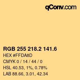 カラーコード: RGB 255 218.2 141.6 | qconv.com