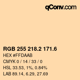 カラーコード: RGB 255 218.2 171.6 | qconv.com