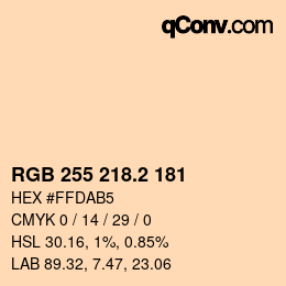 Color code: RGB 255 218.2 181 | qconv.com