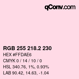 Color code: RGB 255 218.2 230 | qconv.com
