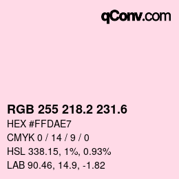 カラーコード: RGB 255 218.2 231.6 | qconv.com