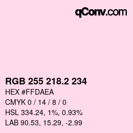 Color code: RGB 255 218.2 234 | qconv.com