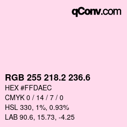 カラーコード: RGB 255 218.2 236.6 | qconv.com