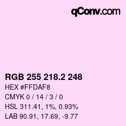 Color code: RGB 255 218.2 248 | qconv.com