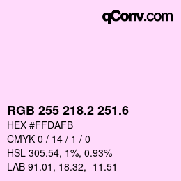 カラーコード: RGB 255 218.2 251.6 | qconv.com