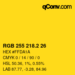 カラーコード: RGB 255 218.2 26 | qconv.com