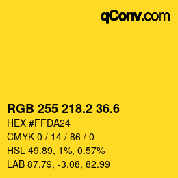 カラーコード: RGB 255 218.2 36.6 | qconv.com