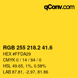 カラーコード: RGB 255 218.2 41.6 | qconv.com