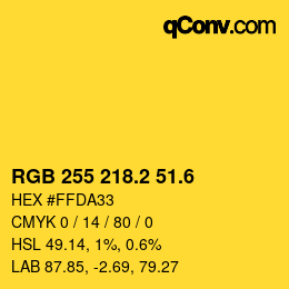 カラーコード: RGB 255 218.2 51.6 | qconv.com