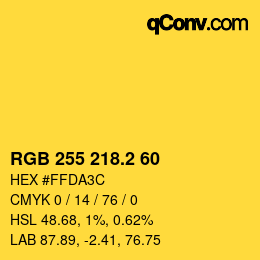 カラーコード: RGB 255 218.2 60 | qconv.com