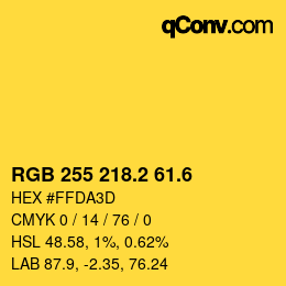 カラーコード: RGB 255 218.2 61.6 | qconv.com