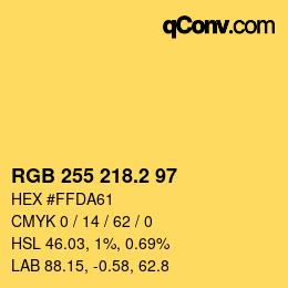 Color code: RGB 255 218.2 97 | qconv.com