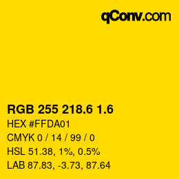 カラーコード: RGB 255 218.6 1.6 | qconv.com