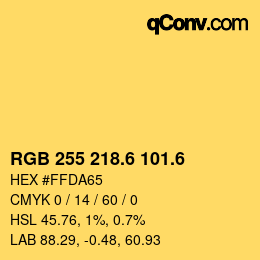 カラーコード: RGB 255 218.6 101.6 | qconv.com
