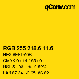 カラーコード: RGB 255 218.6 11.6 | qconv.com