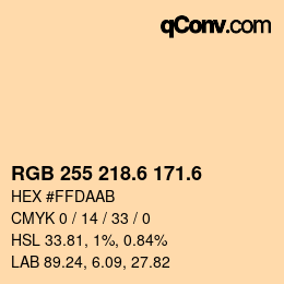 カラーコード: RGB 255 218.6 171.6 | qconv.com