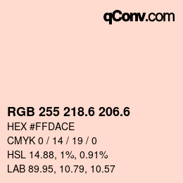 カラーコード: RGB 255 218.6 206.6 | qconv.com