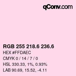 カラーコード: RGB 255 218.6 236.6 | qconv.com
