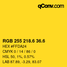 カラーコード: RGB 255 218.6 36.6 | qconv.com