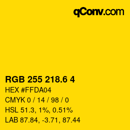 カラーコード: RGB 255 218.6 4 | qconv.com