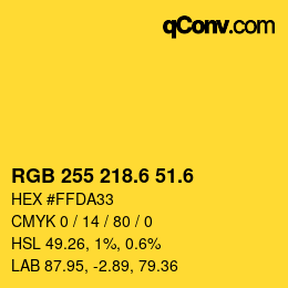 カラーコード: RGB 255 218.6 51.6 | qconv.com