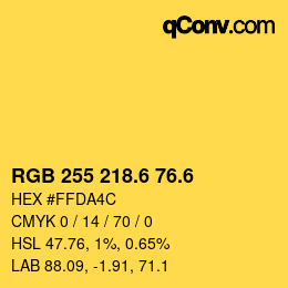 カラーコード: RGB 255 218.6 76.6 | qconv.com