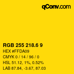 カラーコード: RGB 255 218.6 9 | qconv.com