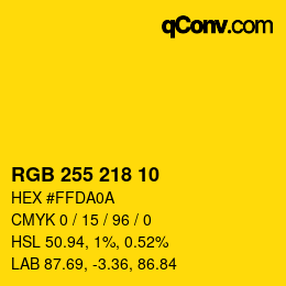 Código de color: RGB 255 218 10 | qconv.com