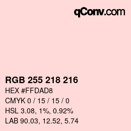 カラーコード: RGB 255 218 216 | qconv.com