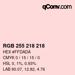颜色代码: RGB 255 218 218 | qconv.com