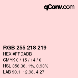 Color code: RGB 255 218 219 | qconv.com