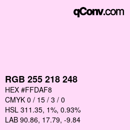 Color code: RGB 255 218 248 | qconv.com
