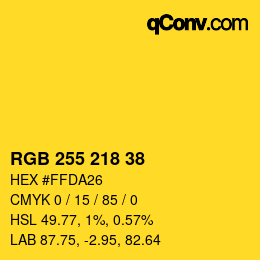 颜色代码: RGB 255 218 38 | qconv.com