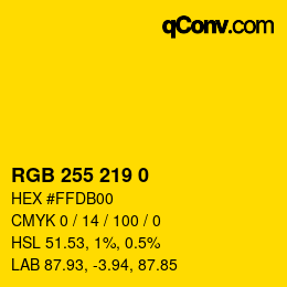 颜色代码: RGBA 255 219 0 1 | qconv.com