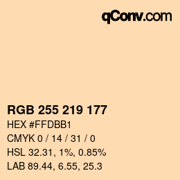 Color code: RGB 255 219 177 | qconv.com
